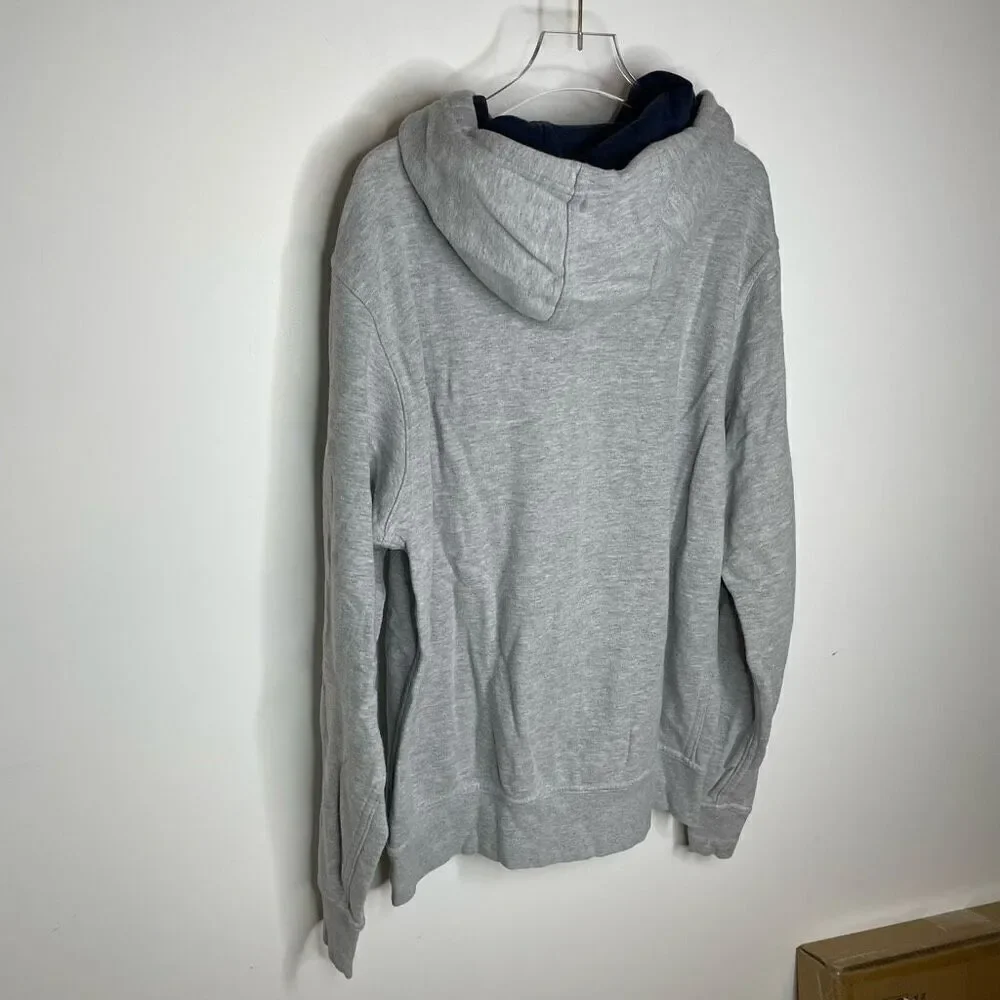 The North Face Mens‎ Medium M Gray Navy Full Zip Hoodie Pockets Navy Blue Hood
